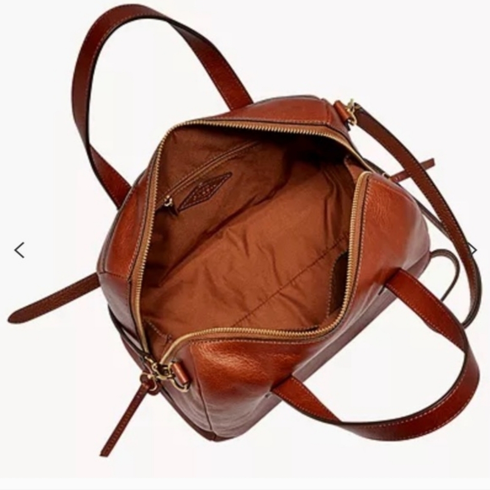 NWT Fossil Brown Leather Satchel NEW - Picture 11 of 16